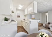 Thumbnail 2 of 19 - A white kitchen with ample storage space.