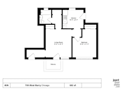 Thumbnail 19 of 25 - A drawing of a house layout with a living room, kitchen, and two bedrooms.