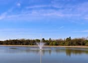 Thumbnail 7 of 44 - A fountain in the middle of a lake with trees in the background.