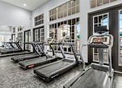 Thumbnail 54 of 71 - A gym with treadmills and elliptical machines.
