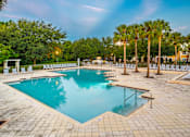 Thumbnail 3 of 71 - A large swimming pool surrounded by palm trees and lounge chairs.
