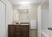 Thumbnail 6 of 14 - Model bathroom vanity at Candlelight Village Manufactured Home Community in Sauk, IL