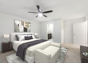 Thumbnail 28 of 52 - a bedroom with a bed and a ceiling fan at Riverchase Landing, Hoover, AL, 35244