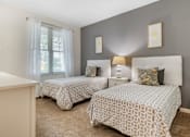 Thumbnail 27 of 46 - a bedroom with two beds and a window at Pier Village Apartments, Long Branch, New Jersey