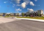 Thumbnail 5 of 26 - a large building with a parking lot in front of it