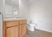 Thumbnail 16 of 78 - a bathroom with a toilet and a sink and a mirror
