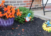 Thumbnail 56 of 72 - a garden with flowers and a small gnome in the dirt