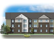 Thumbnail 20 of 24 - a rendering of a brick building with trees in front of it