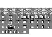 Thumbnail 1 of 31 - a rendering of a large gray building with many windows