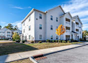 Thumbnail 53 of 55 - A white apartment building with a yellow tree in front.
