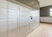 Thumbnail 19 of 28 - package locker room with green wall paint and tile floors