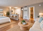 Thumbnail 15 of 24 - View of a virtually staged studio with coastal furnishings at Waterchase Apartments in Largo, FL.