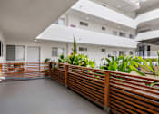 Thumbnail 50 of 63 - A white building with a balcony and plants.