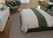 Thumbnail 3 of 20 - a bedroom with a bed and a white dresser and a window