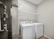 Thumbnail 21 of 88 - an empty laundry room with two washes and a dryer in a rental apartment