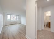 Thumbnail 15 of 59 - Renovated studio living space, including closet, and bathroom