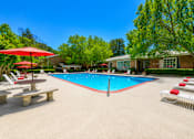 Thumbnail 9 of 21 - Resort style swimming pool with sun loungers at Stonetree Apartments, East Point, 30344