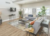 Thumbnail 6 of 18 - a living room with a couch and a coffee table and a tv