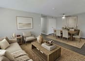 Thumbnail 8 of 13 - A living room with a couch, chairs, and a coffee table at Arbors at Hickory Creek Apartments , Apartments, University Park, IL