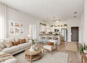 Thumbnail 6 of 13 - Open concept living room and kitchen at Lake Ridge Apartments, Prior Lake, MN 55379