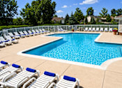 Thumbnail 9 of 16 - A pool surrounded by sun loungers on a sunny day.