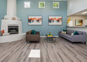 Thumbnail 51 of 56 - A living room with a fireplace and two couches. at Vista Linda, New Mexico