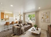 Thumbnail 14 of 22 - A living room with a couch, chairs, and a coffee table.