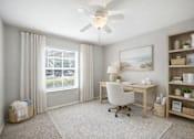 Thumbnail 25 of 31 - A room with a desk, chair, and a fan. at Waterbridge Apartments , Florida