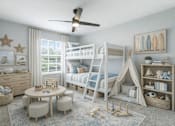 Thumbnail 21 of 31 - A room with a bunk bed, a table, and a ceiling fan. at Waterbridge Apartments , Florida, 32837