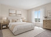 Thumbnail 17 of 21 - Bedroom with natural light and modern furnishings at Stetson Meadows Apartments, Colorado Springs, 80922