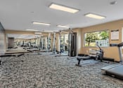 Thumbnail 7 of 14 - Fitness center with cardio and strength equipment at Grand Gateway Apartments, St Cloud