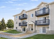 Thumbnail 1 of 40 - Three story apartment building with private balconies at Prosper West Apartments, Minnesota, 56387
