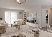 Thumbnail 30 of 40 - Open living and dining room with modern furnishings at Prosper West Apartments, Minnesota, 56387