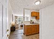 Thumbnail 15 of 17 - A kitchen with wooden cabinets and a sink.