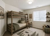 Thumbnail 12 of 16 - A cozy bedroom with a bunk bed and a rug with a deer design at Slate Canyon Apartments, Provo
