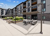 Thumbnail 1 of 23 - Patio area with tables at Cedar Green, Blaine, MN, 55434