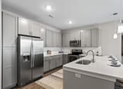 Thumbnail 4 of 38 - a large kitchen with stainless steel appliances and white counter tops  at Central Island Square, South Carolina