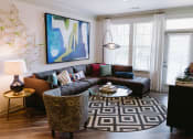 Thumbnail 3 of 30 - Living room with patio door at Sycamore at Tyvola, Charlotte, NC