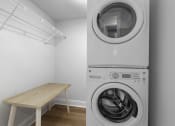 Thumbnail 5 of 31 - a washer and dryer in a room with a table at Padonia Village Apartments, Timonium MD