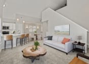 Thumbnail 2 of 41 - a living room with a white couch and a table with a plant on top of it at Fortress Grove, Murfreesboro, TN