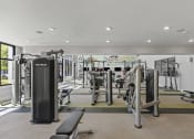 Thumbnail 17 of 38 - a gym with weights and cardio equipment in a building at Central Island Square, South Carolina, 29492
