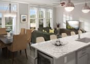Thumbnail 10 of 33 - Open concept kitchen and living room with island  at St Mary's Square North Apartments, Raleigh, 27605