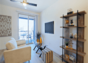 Thumbnail 46 of 73 - Living Room With Balcony View at Scottsdale Hayden Townhomes, Arizona, 85257