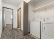 Thumbnail 32 of 59 - A laundry room with a washer and dryer.