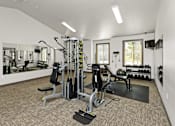 Thumbnail 21 of 37 - A well-equipped gym with a variety of machines and weights.