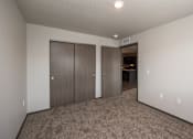 Thumbnail 44 of 45 - A room with carpeted floor and two closets.