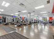 Thumbnail 10 of 54 - A gym with treadmills, exercise bikes, and other equipment.