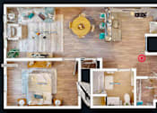 Thumbnail 49 of 50 - A top-down view of a house layout with labeled rooms.
