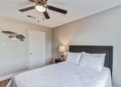 Thumbnail 17 of 19 - a bedroom with a bed and a ceiling fan