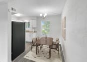Thumbnail 3 of 22 - an open kitchen and dining room with a table and chairs